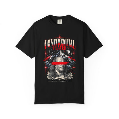 Confidential Player — Crimson Move in Silence T-Shirt